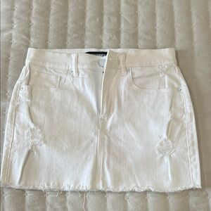 Express Distressed White Mini Skirt